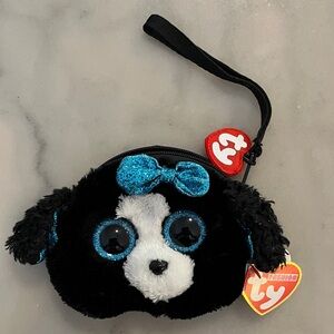 Ty Black and Blue Dog Plush Coin Pouch